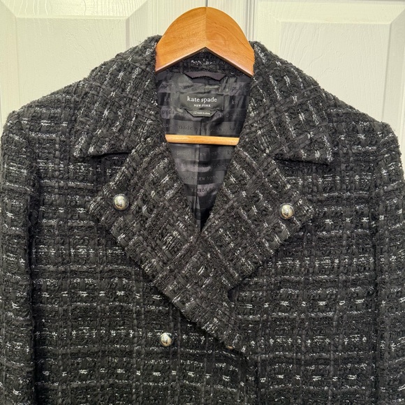 Kate Spade New York, Black Tweed Jacket, Size 12, Textured Blazer - Picture 3 of 9